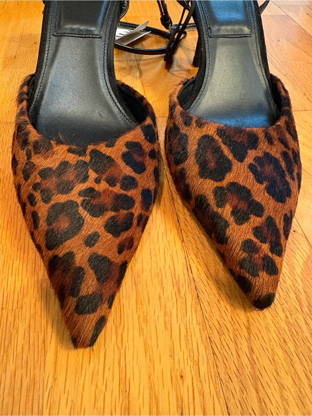 NWT Zara Leopard-Print Pointed Slingback Heels - Brown/Black - Size 40/US 9 - Picture 5 of 12